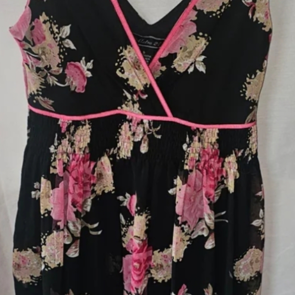 Floral Black and Pink Mini Dress